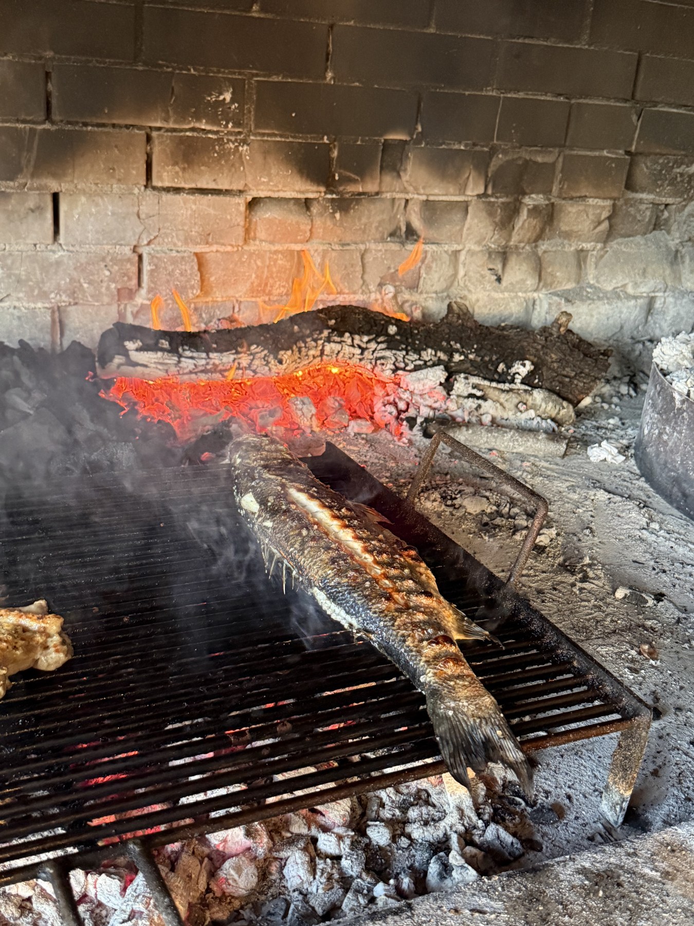 Riba na žaru iznad otvorene vatre